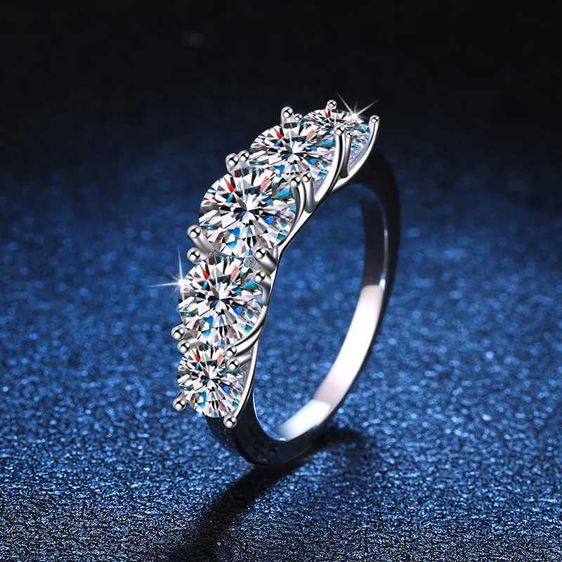 Rings 18k Plated 3.6CT Band All Moissanite Rings for Women 5 Stones Sparkling Diamond Wedding Band S925 Sterling Silver Jewelry GRA N260924