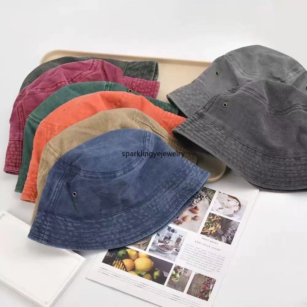 Denim Bucket Hats Luxury Embroidery Casual Wide Brim Hats For Women Beach Hat Fashion Street Caps