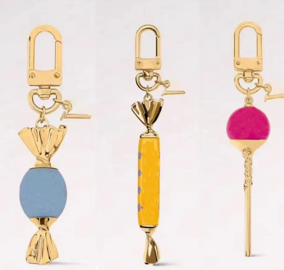 Luxury Candy Key Chain Designer Zinc Alloy Lollipop Keychain Handmade Copper Pattern Car Keychains Bag Charms Hanging Decoration Pendant Accessorie