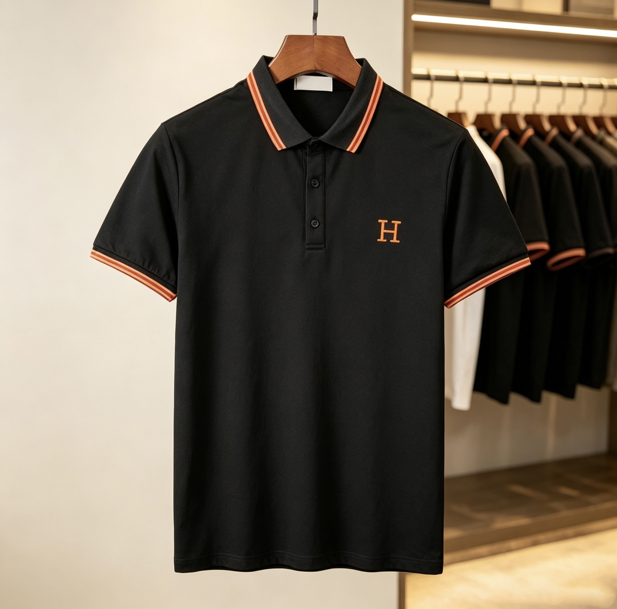Men's polo shirt short sleeved new summer H embroidered collar T-shirt trendy fashion for men business blazer short sleeved casual shirt