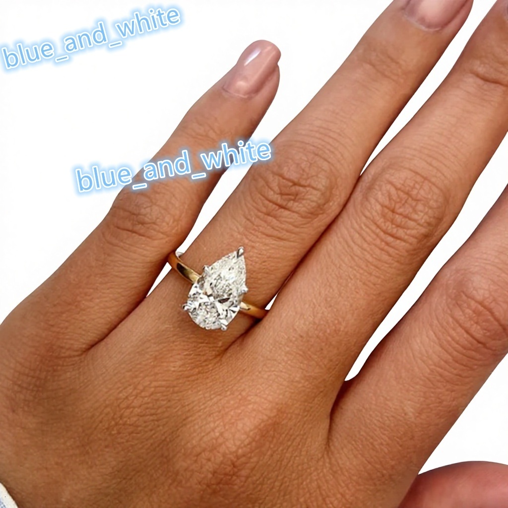 Custom 14K 18K Solid Gold White Yellow Lab Grown Diamond Engagement Ring 1CT D CVD Pear Cut