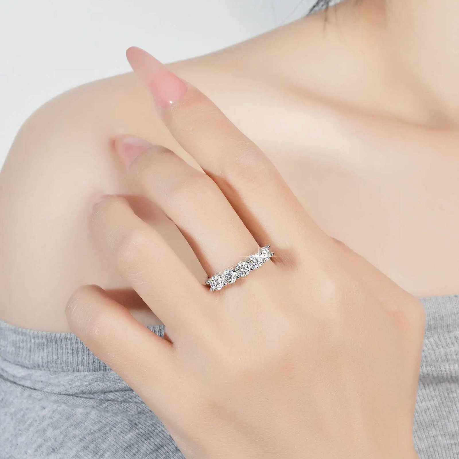 Gold Band White Rings TY D Color 4mm Moissanite Ring For Women 925 Silver 1.5CT Stone Match Dia Wedding Band Bride S Sterling Sier N260924