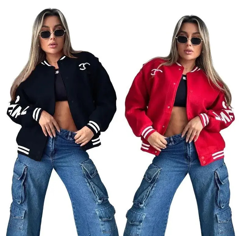 Women Short Jacket Women Short Jacket Womens Baseball Jackets Long Sleeve Wool Blend Woman Designer Casual casual Coat For Autumn Ladies Cropped Lad