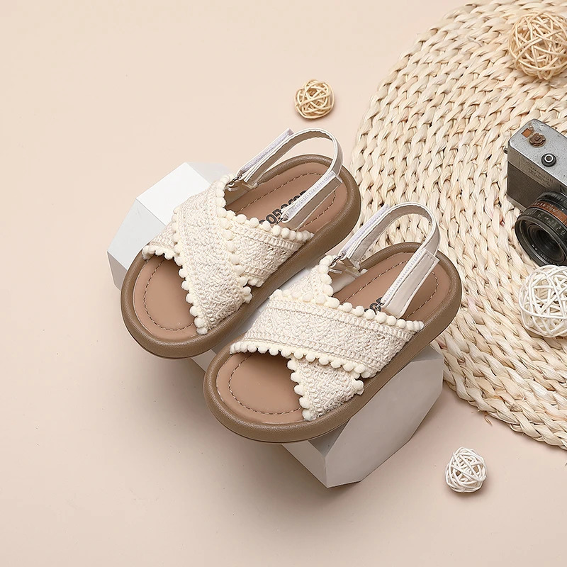 Girls Summer Beach Shoes Ethnic Style Kids Casual Sandals Soft Sole Fashion Children Retro Princess Shoes Summer 260923