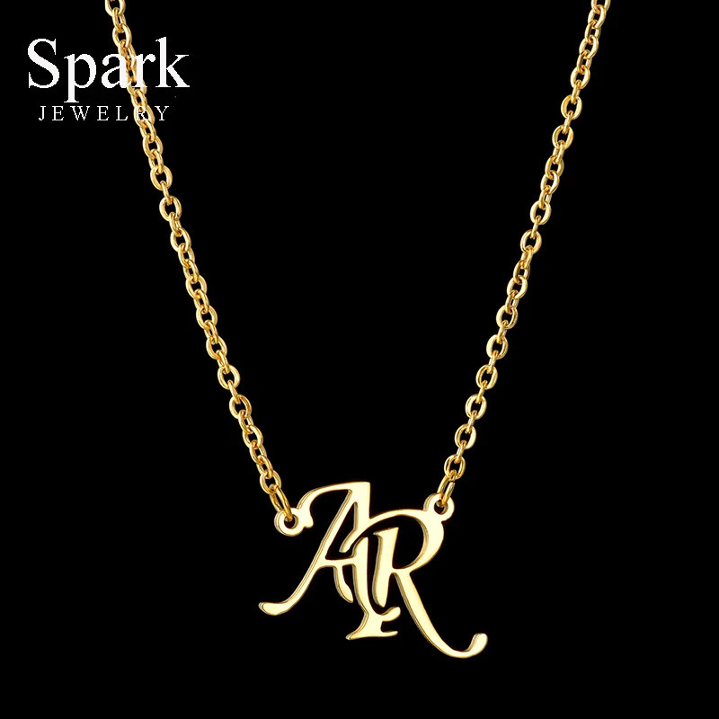 Spark Personalized Initial Letter Necklaces Stainless Steel Custom Name Necklace Bracelet Set For Women Birthday Jewelry Gift260918