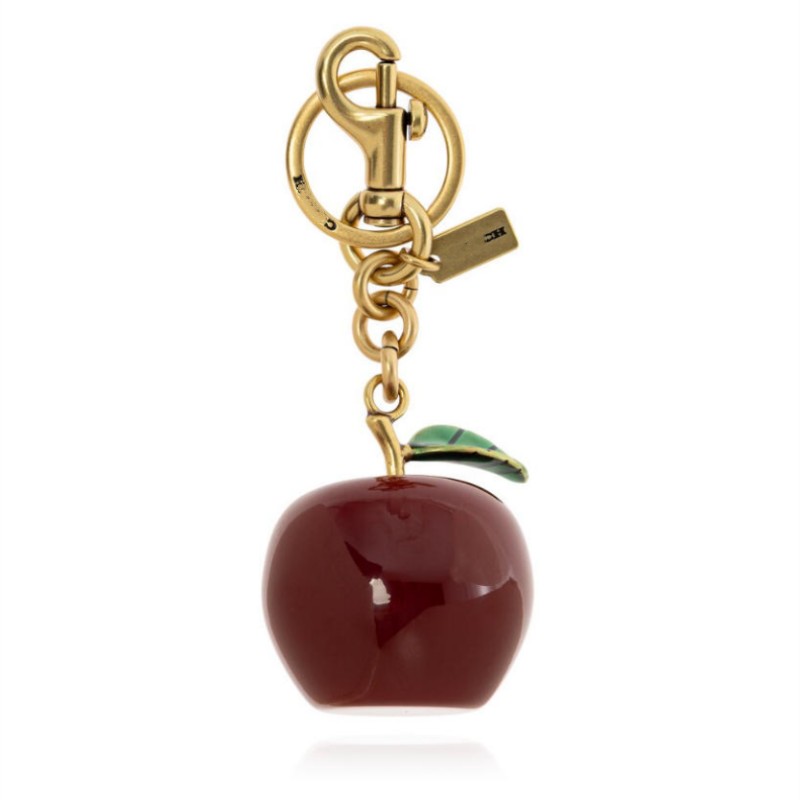 Designer Fruit Series co h Bag Charm Keychain Resin Cherry Apple Pear Radish Pendant Vintage Gold Lobster Clasp Women Handbag Purse Accessories Orig