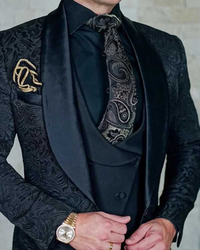 Men's formal Suit Mens Wedding Itan Design Custom Made Black Smoking Tuxedo Jacket 3 Piece Groom Terno Suit For Men Come Homme X250220 Blazer