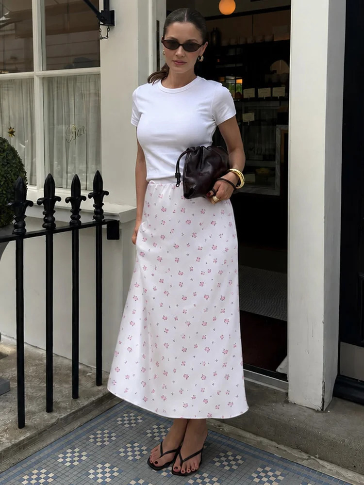 Tossy Summer Printed Fashion Long Skirt For Women High Waist Contrast Patchwork Slim Elegant Party Looks Ladies Y2k Maxi Skirt 260924