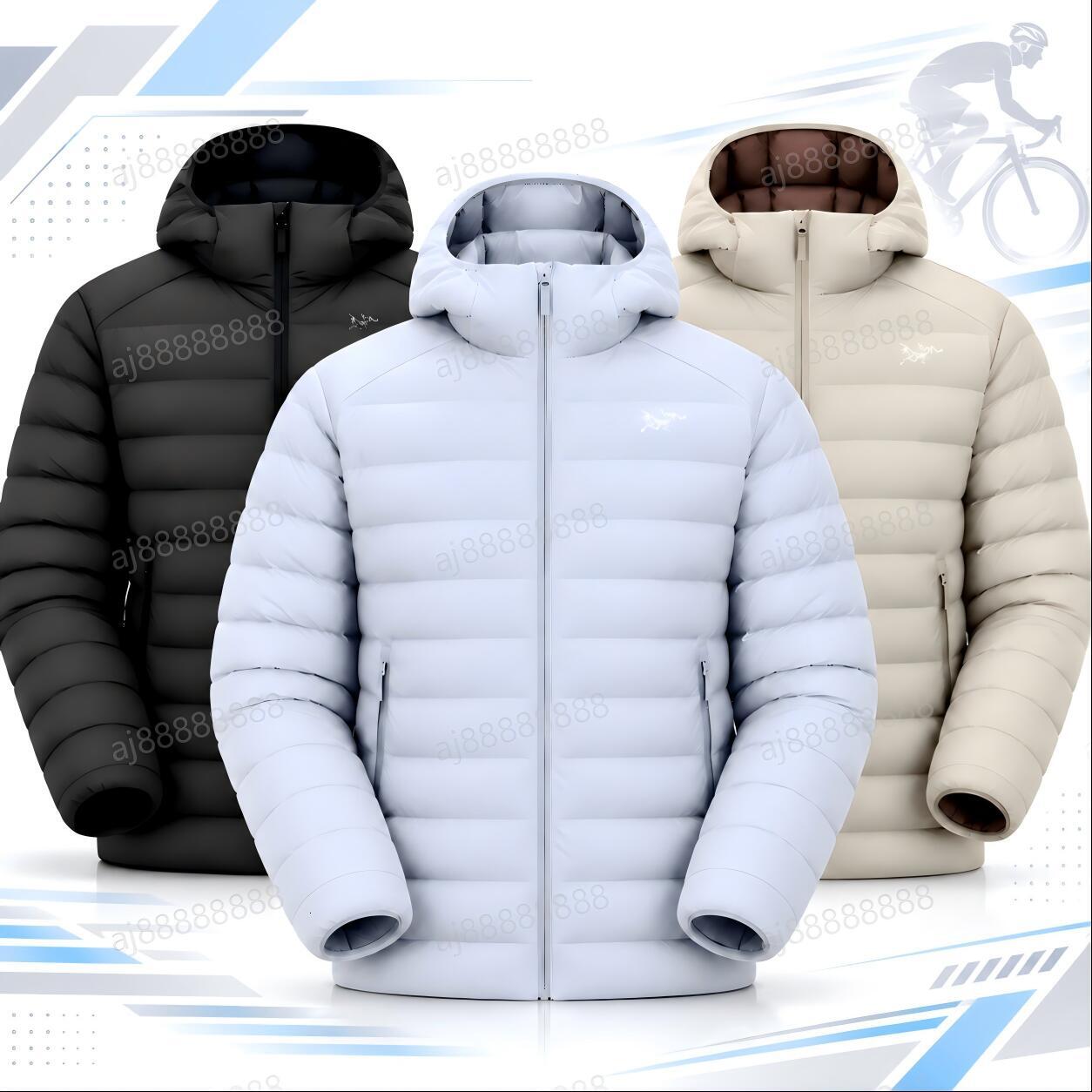Arcteryxilly Men Women Hooded Puffer Cycling Jacket Warm Lightweight Insulated Windproof Full Zip Bike Riding Outdoor Coat