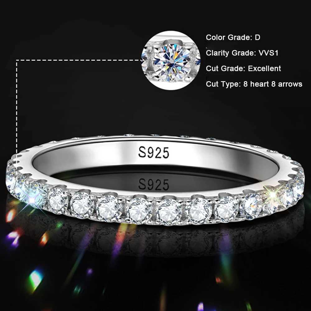 Rings KNOBSPIN 2mm D Band Color Moissanite Ring 925 Sterling Sliver Solid 18k White Gold Eternity Band Wedding Engagement Rings For Women N260924