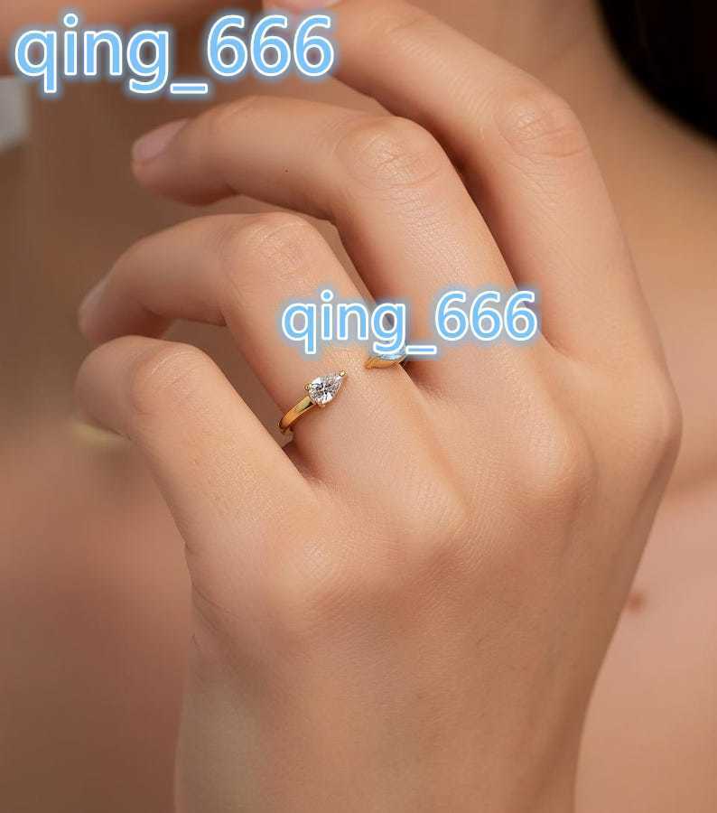 Adjustable 925 Sterling Silver Gold Plated Pear Cut Moissanite Ring for Women Fashion Jewelry for Anniversary Engagement Wedding