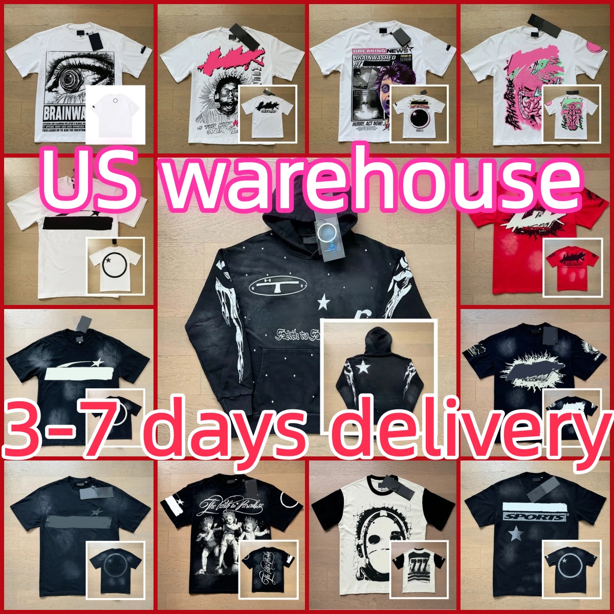 Chemise de haute qualité NFC Scan Designer Sweat à capuche T-shirts graphiques Vêtements Vêtements Hipster Tissu lavé Street Graffiti Lettrage Fe