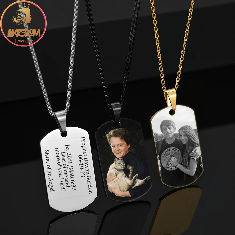 Personalized Engrave Name Picture Necklace Stainless Steel Custom Memorial Po Pendant For Women Man Anniversary Jewelry Gift260918