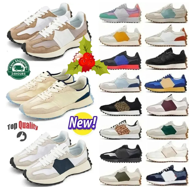 New 327 Running Shoes For Mens Womens Designer Athletic Trainers Leopard Sea Salt Suede Oxford Beige Black White Grey Outdoors Sports Gym Sneakers