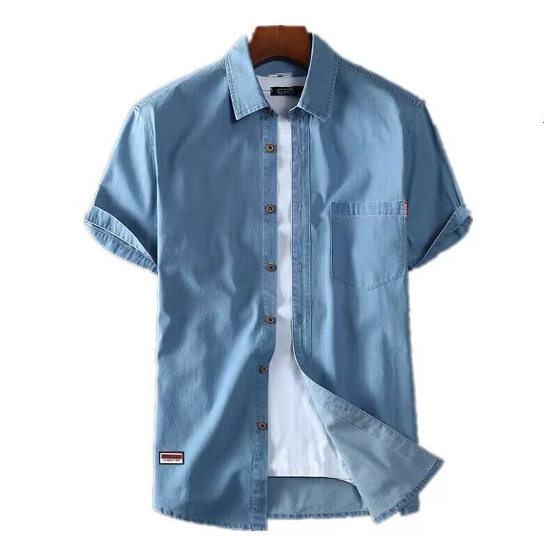 Plus Size5XL 6XL 7XL 8XL Men's Thin Denim New Summer Short Sleeves High Quality Men Cotton Casual Jean Shirts