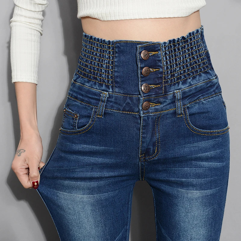 Denim Pants Autumn Winter Jeans For Women High Waist Skinny Warm Thick Jeans Womens High Elastic Plus Size Stretch Jeans Velvet 260922