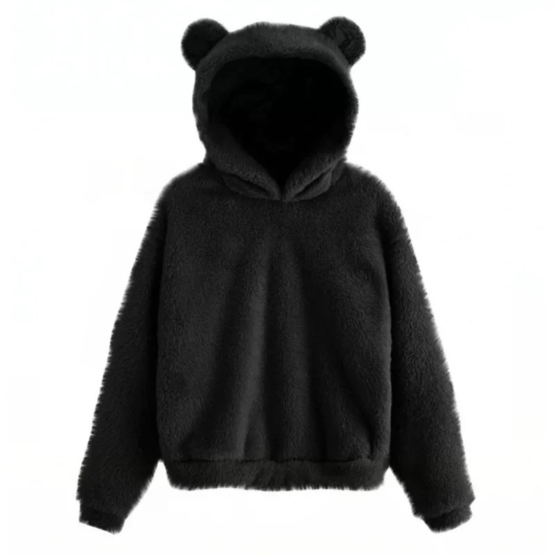 Autumn Winter Womens Hoodies Women Long Sleeve Rabbit Ear Hood Sweatshirt Cute Plush Warm Casual Hoodie Tops 260924