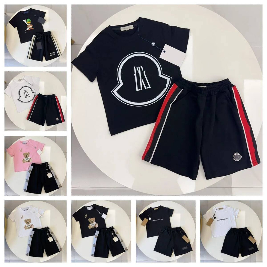 baby 2pcs Boys Clothing Set Designer Suit Summer Cotton High Quality Children's Casual Wear For Men Women Short Sleeves And Shorts Size Toddler