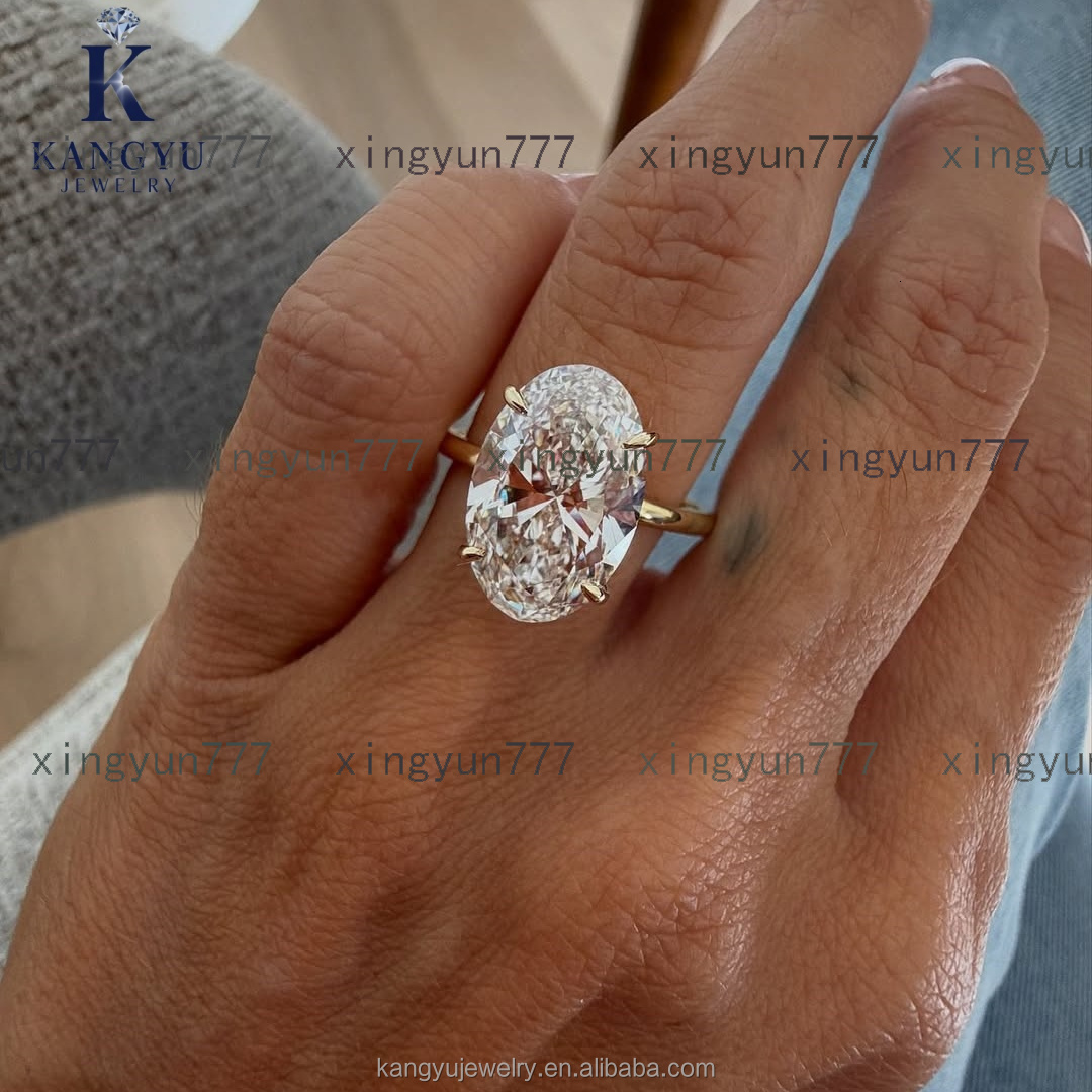 Kangyu Jewelry Custom 18k Lab Grown Oval Shape D Color Diamond Women's Engagement Ring IGI Certified Filled VVS/VS Clarity Gold