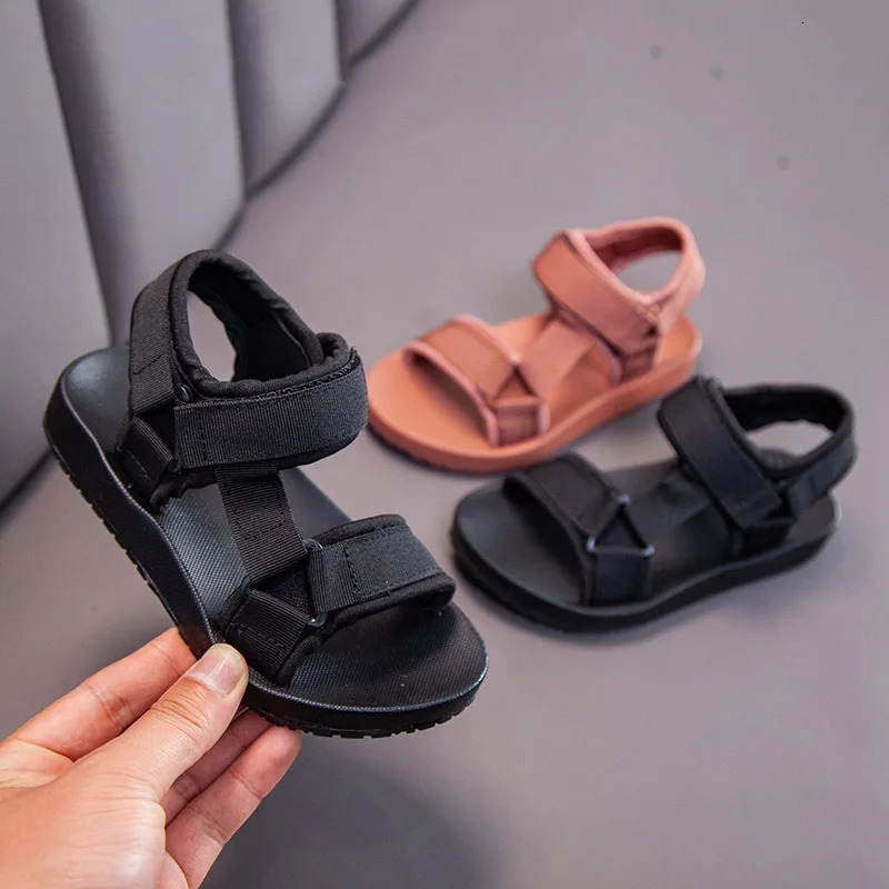 Boy Girl Canvas Sandals Slippers Solid Color Soft Soled Anti-Slip Children Kid Shoes Summer Beach 260923