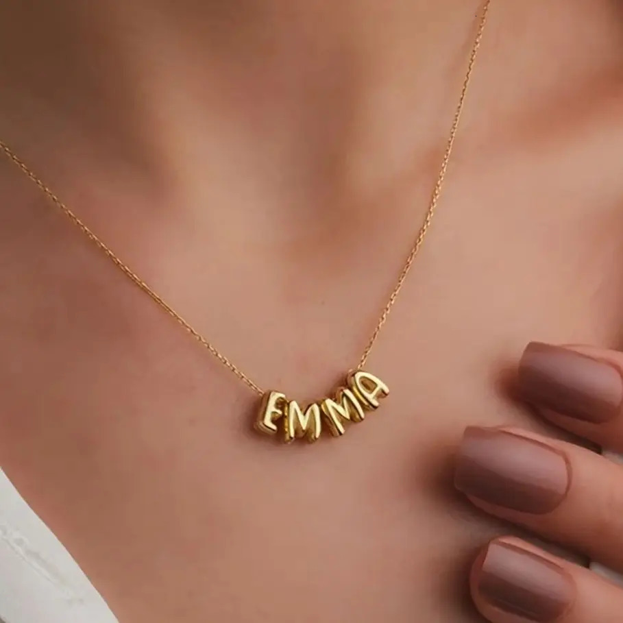 Stainless Steel Custom Bubble Name Necklace 3D Balloon Letter Pendant Necklace Personalized Name DIY Name Jewelry Gift260918