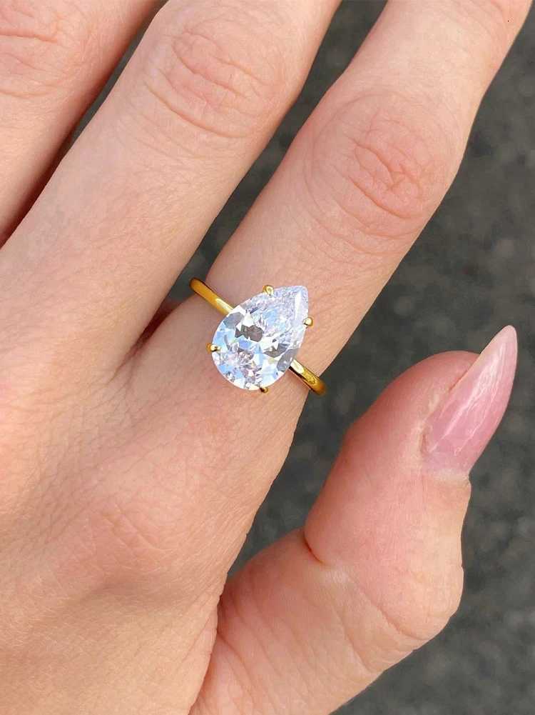 Sterling 925 Band Silver Rings 1-4 CT Zircon Sparkling Luxury Water Drop Shape Ring For Women Engagement Wedding High Quality Fine Jewelry N260924