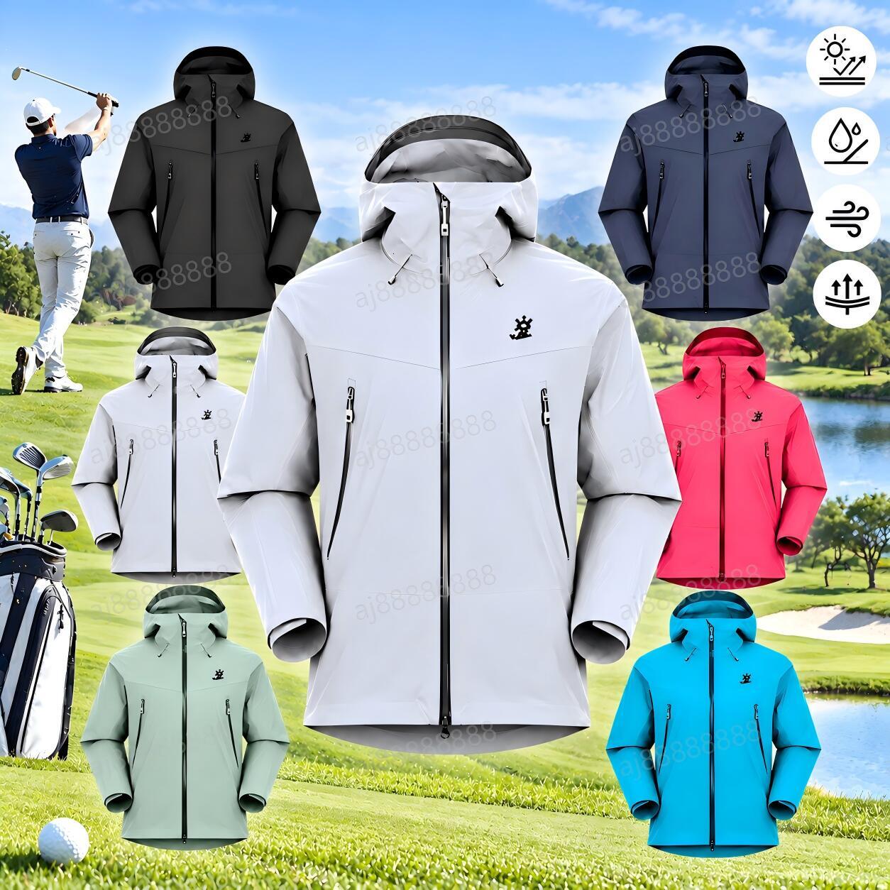 Kailasiy Unisex Waterproof Windproof Golf Jacket Lightweight Breathable Hooded Golf Outerwear for Outdoor Sports