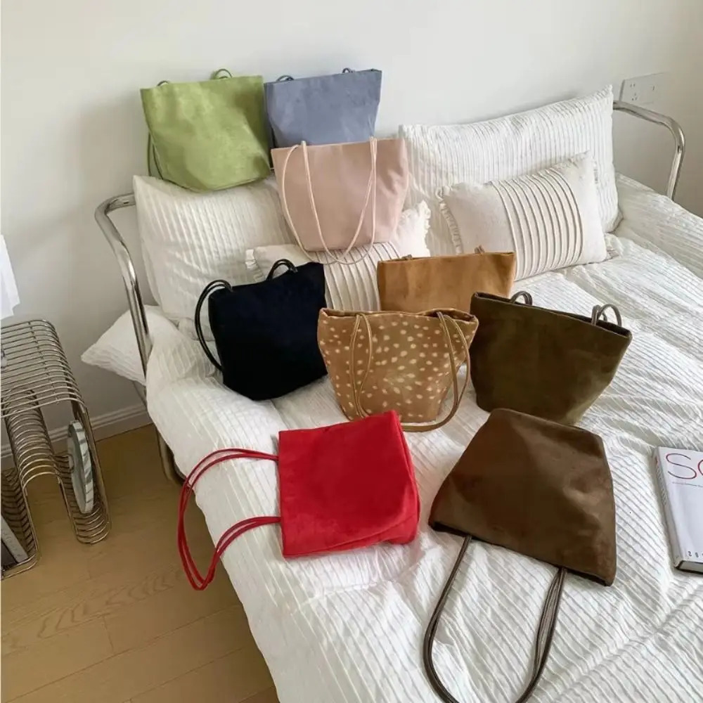 Korean Style Faux Suede Shoulder Bag Lightweight Fashion Matte PU Underarm Bag Large Capacity Deer Pattern 260924