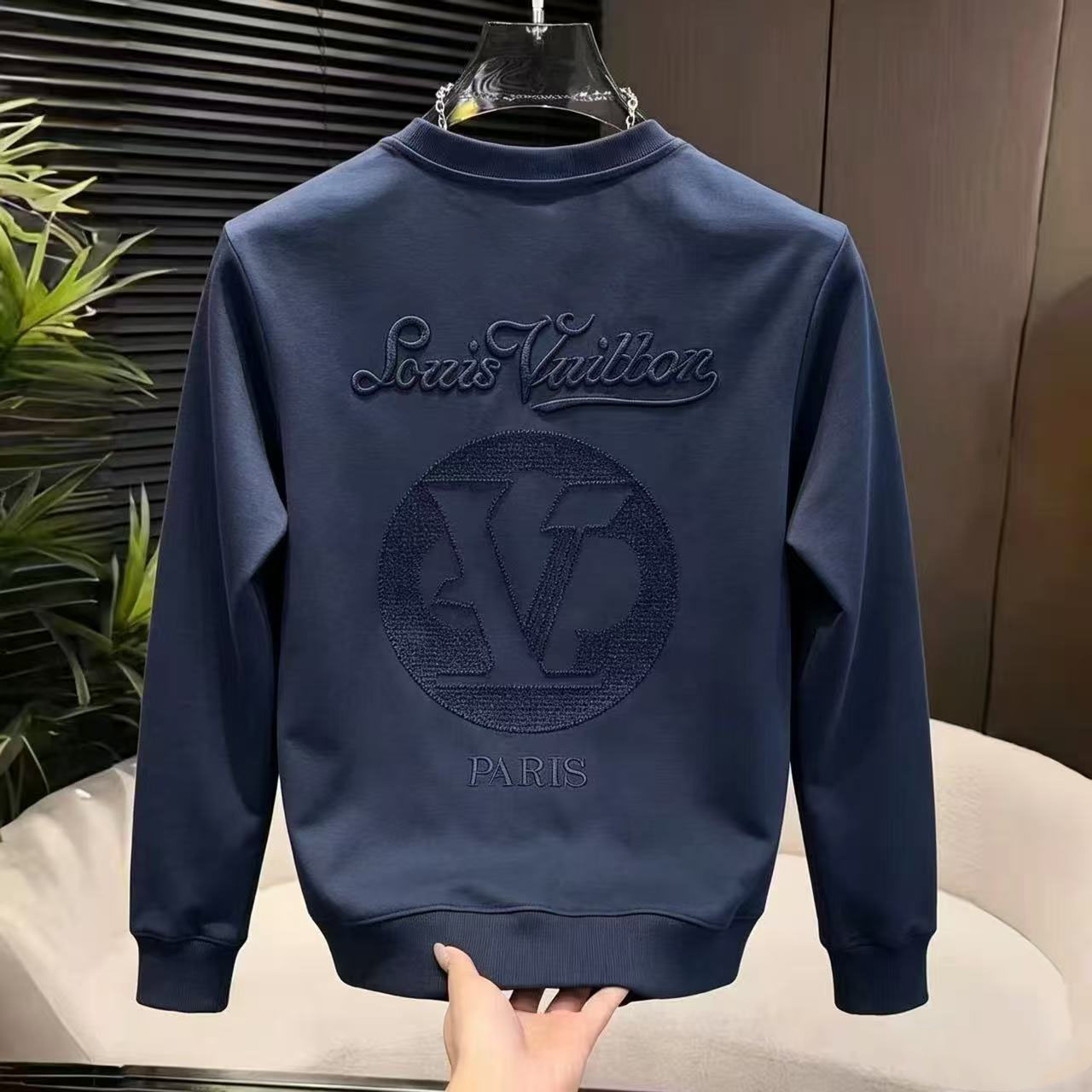 Fashion designer high-end trendy brand 2026 new spring heavy embroidery men's versatile casual long-sleeve stylish luxury round-neck hoodie