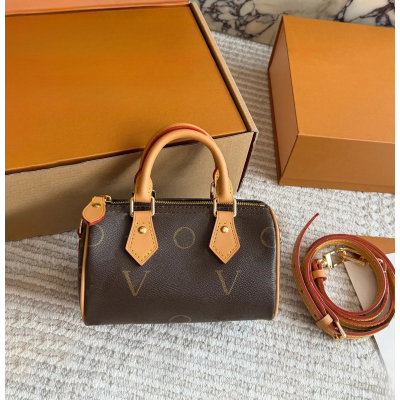 Mini Nano Speddy 16 20cm Designer Shoulder Bag Classic Women Pillow Purse Top quality Leather handbag light gold hardware Brown Crossbody bag Luxury