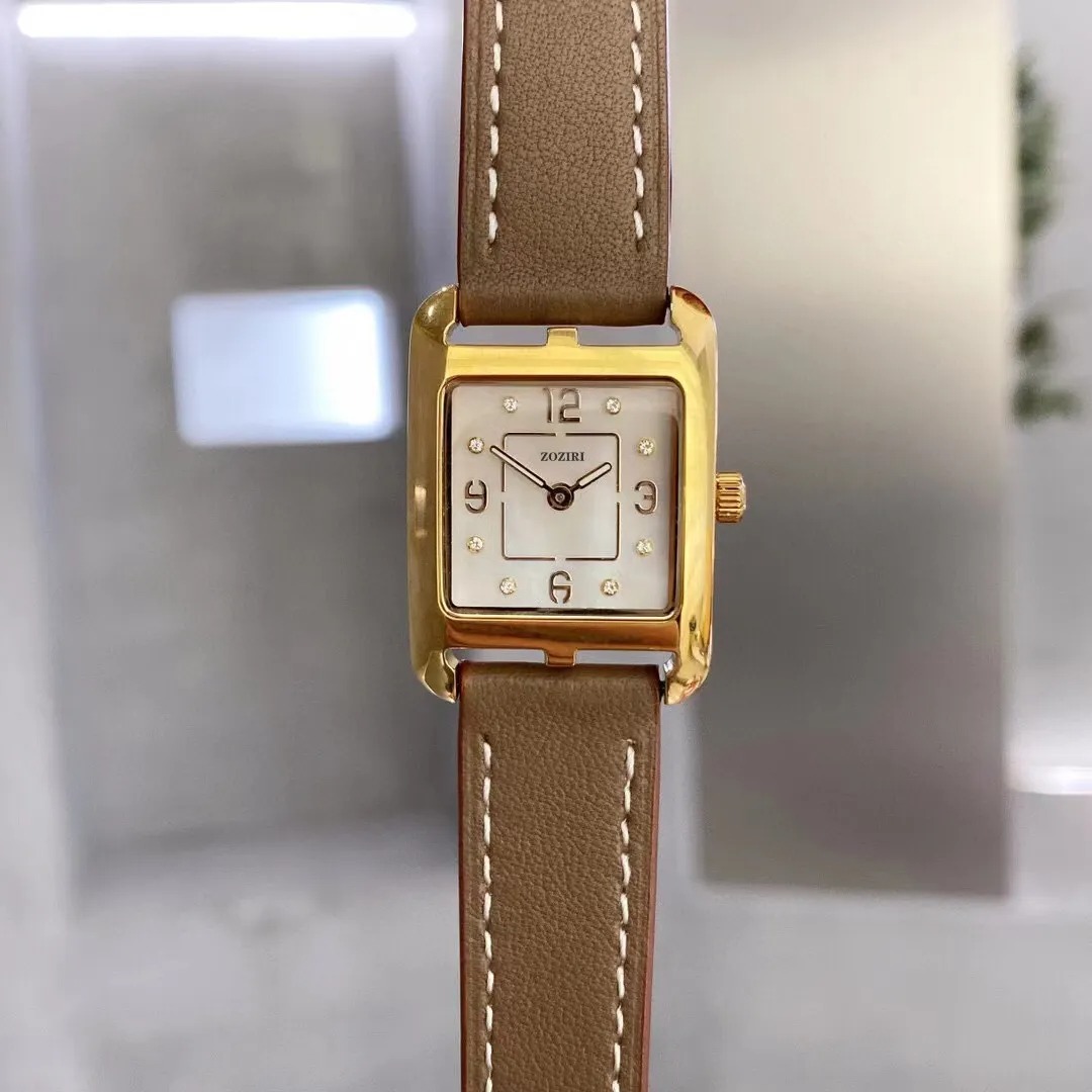 U1 Top AAA Luxury Lady Diamond Zircon Cuarzo Reloj de caballo Rectángulo Cape Cod Número digital Reloj Mujer Reloj de pulsera de cuero genuino Esfer