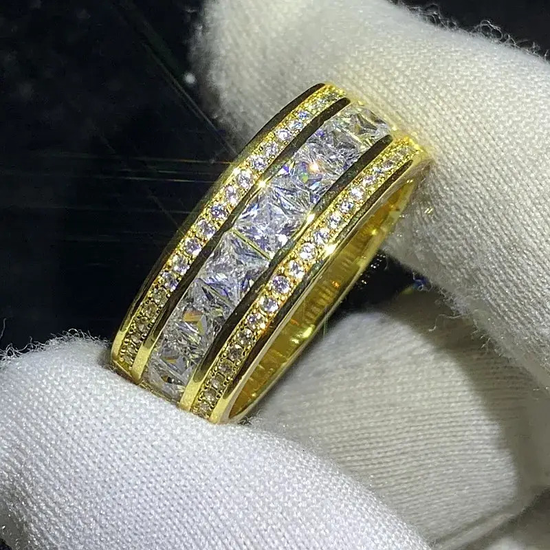 Wedding Ring Choucong Brand Unique Wedding Rings Luxury Jewelry bridal 925 Sterling Silver 18K Gold Fill Princess Cut White Topaz CZ Diamond Party E