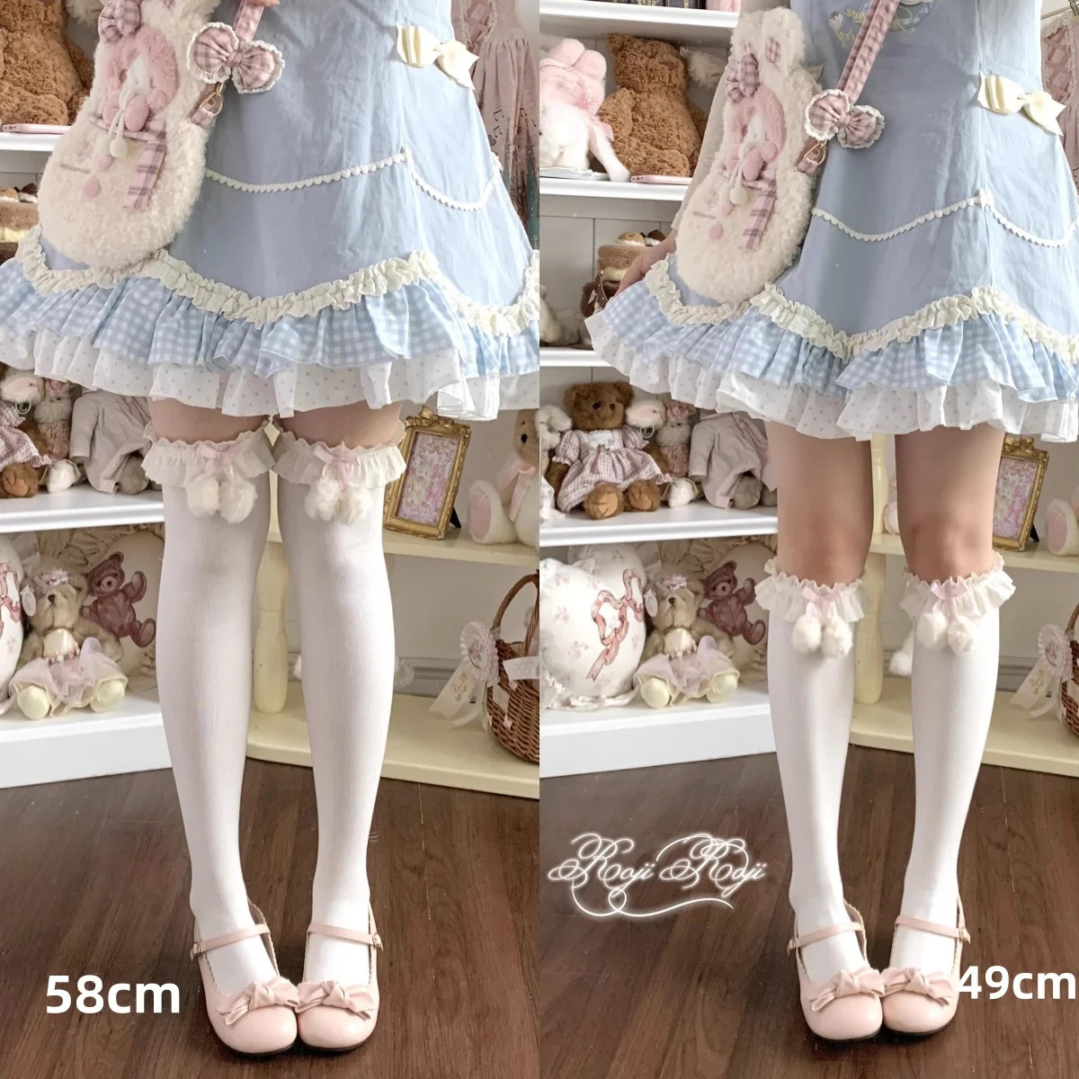 Japanese Sweet Lolita Lace Cotton KneeHigh Socks Women Furball Harajuku Bow Warm Pile Socks KC Girl Cute Warmth Stockings 260924