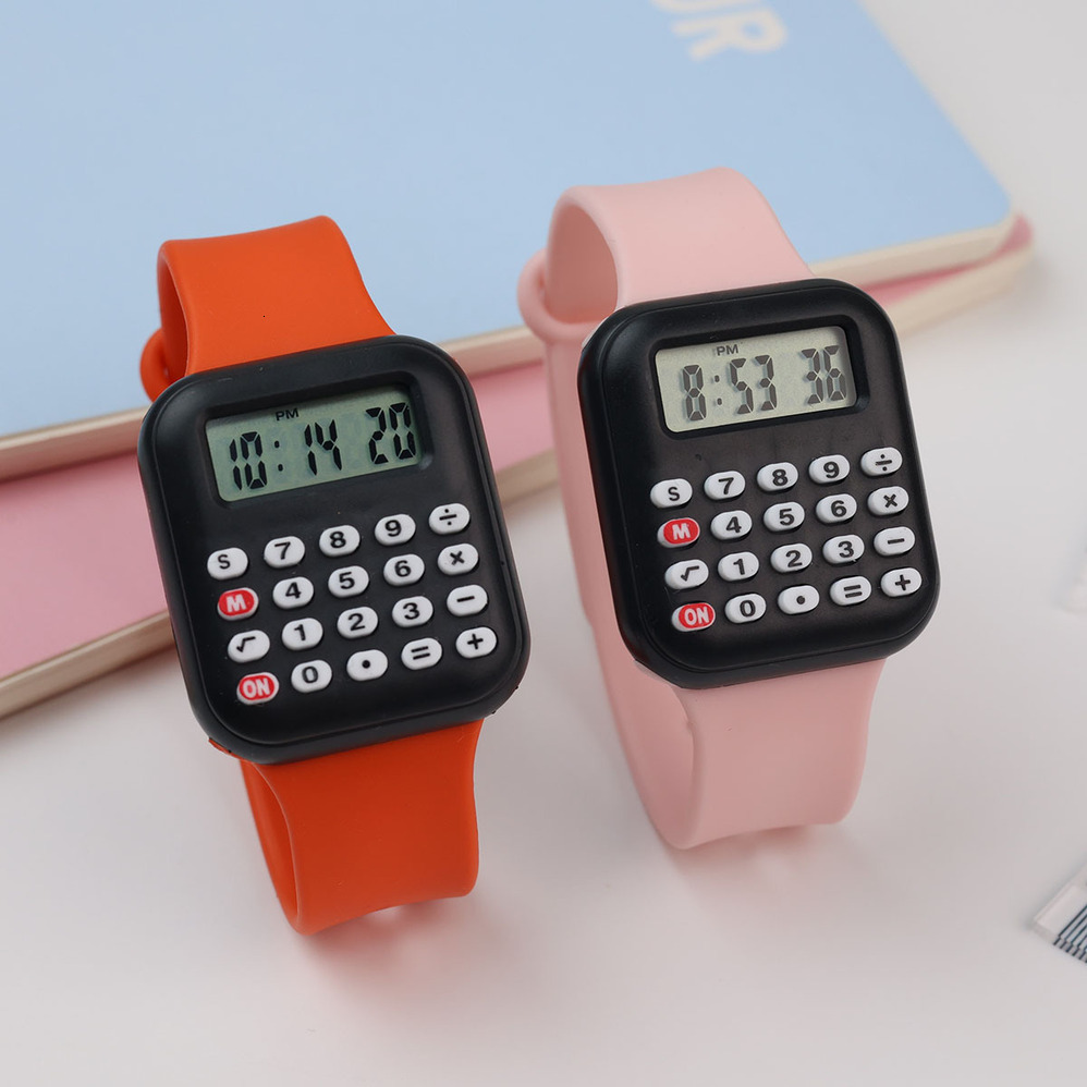 Women Wrist Watch New Children's Mini Calculator For Quartz Ladies Primary Secondary School Students Learning And Mental Arithmetic Square Elec
