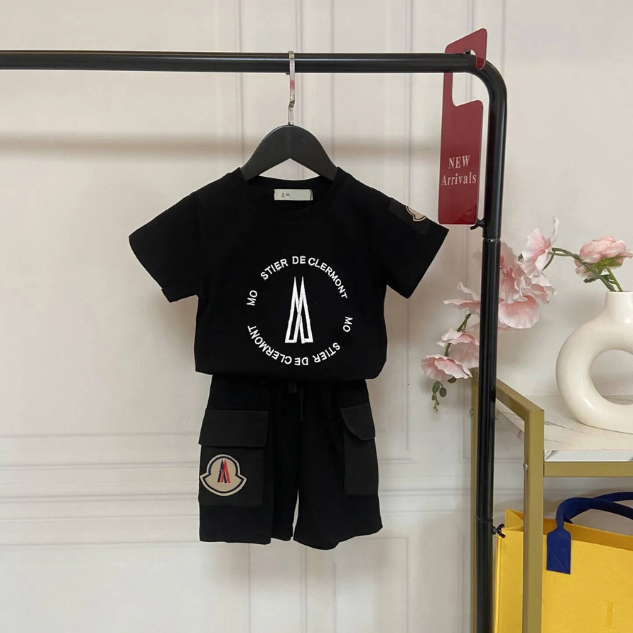 Boys baby 2pcs Clothing Set Kids Boys Clothes Toddler Summer Outfit Set Children Boy Short Sleeve Black Tee Shorts Streetwear Clothing Pieces Size T