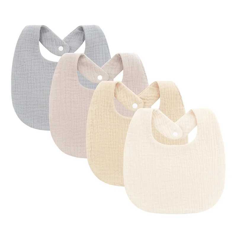 Baby Bibs Burp Cloths Muslin Bibs Solid Color Square Burp Cloth for Boys Girls Cotton Double-Layer Newborn Bib Infant Feeding Items 4Pcs/setW260923