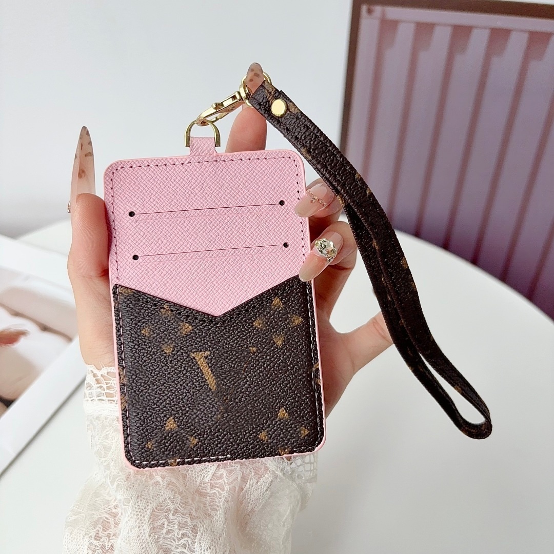 Porte-cartes de luxe de haute qualité avec dragonne, porte-badge d'identité en cuir PU, étui de carte de crédit multi-fentes, couverture de carte