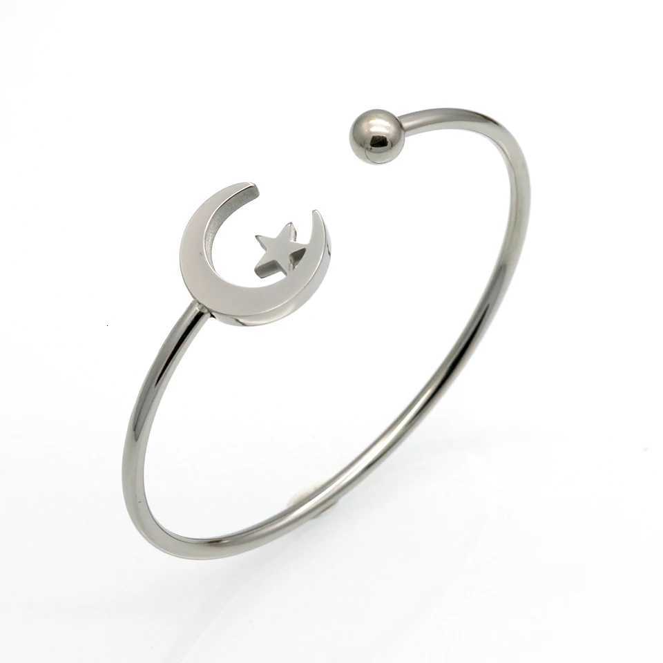 Simple New Bangle Star BORASI Moon Charm Stainl Steel Bangles Pseira Fnina Wholes Steampunk Bracelets Bangles For Wen N260924