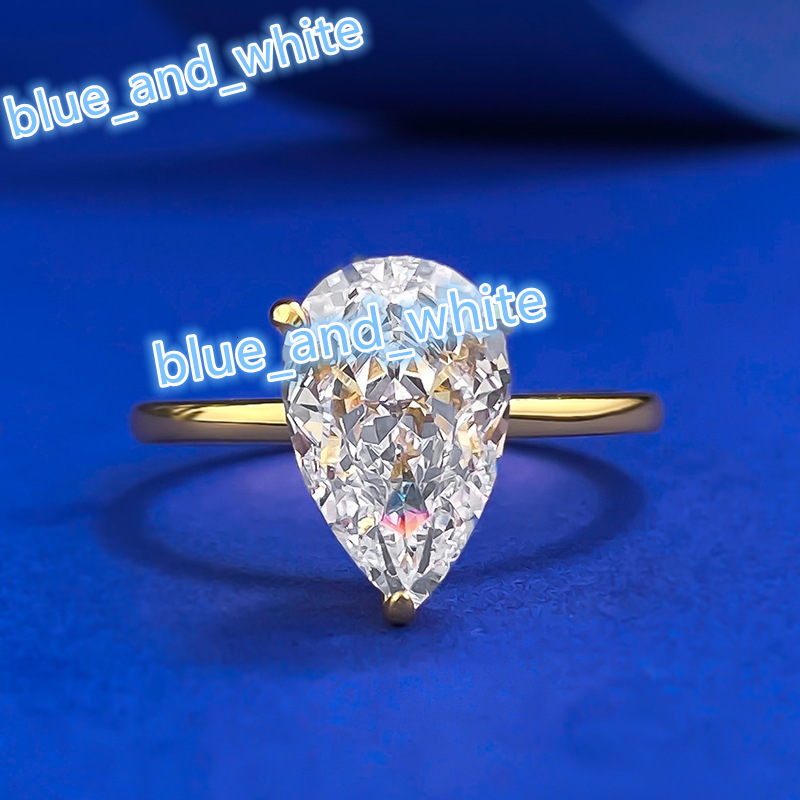 S925 silver water drop ring cross-border new European and American 7*11 ice flower cut pear-shaped ring