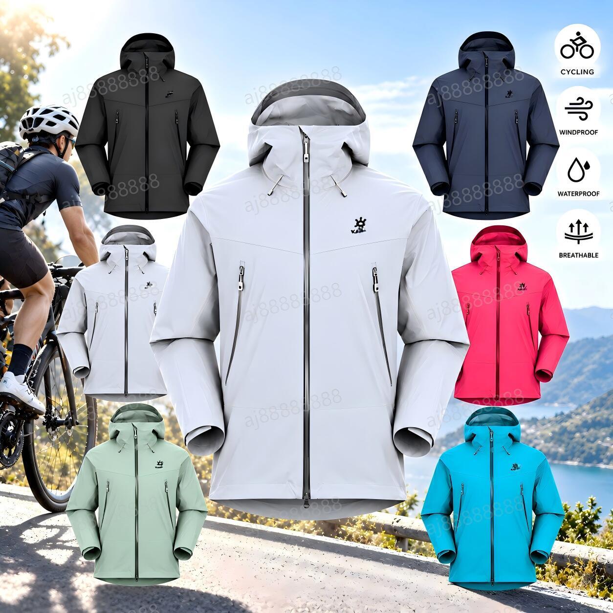 Kailasiy Unisex Waterproof Windproof Cycling Jacket Lightweight Breathable Hooded Bike Riding Top Outdoor Sportswear