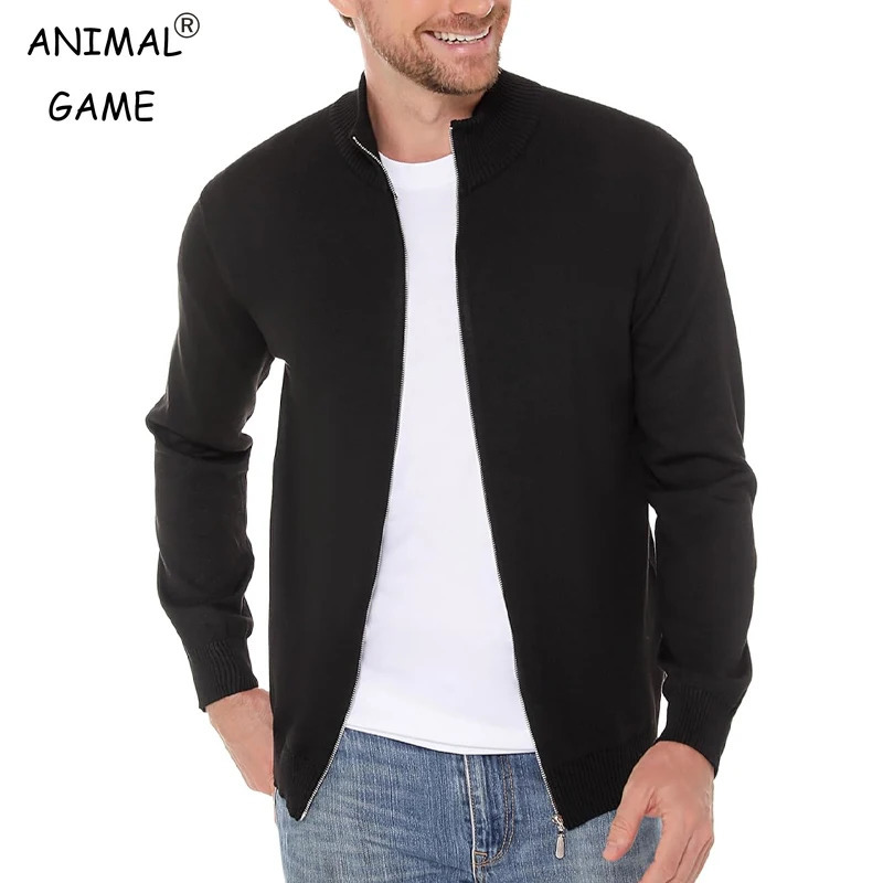 Animal Game Men's Zipper SweatCoats Casual Cardigan Sweaters Stand Cold Blouse Knitwear Winter Outdoor Jumper Warm Streetwear 260920