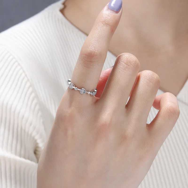 Sterling Band Rings Silver 925 Round Crystal Adjustable Rings For Women Wedding Engagement Luxury Jewelry Accessories Jewellery N260924