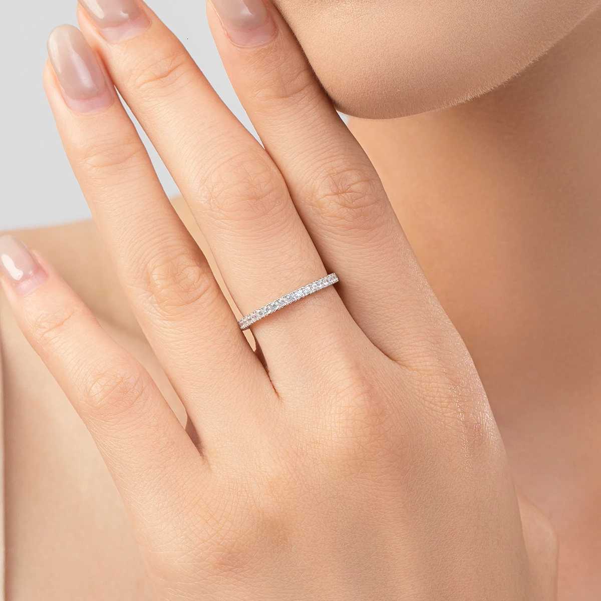 Rings MODIAN 925 Sterling Band Silver Classic Sparkling Zircon Wedding Engagement Band Promise Bridal Ring For Women Fine Jewelry Gift N260924