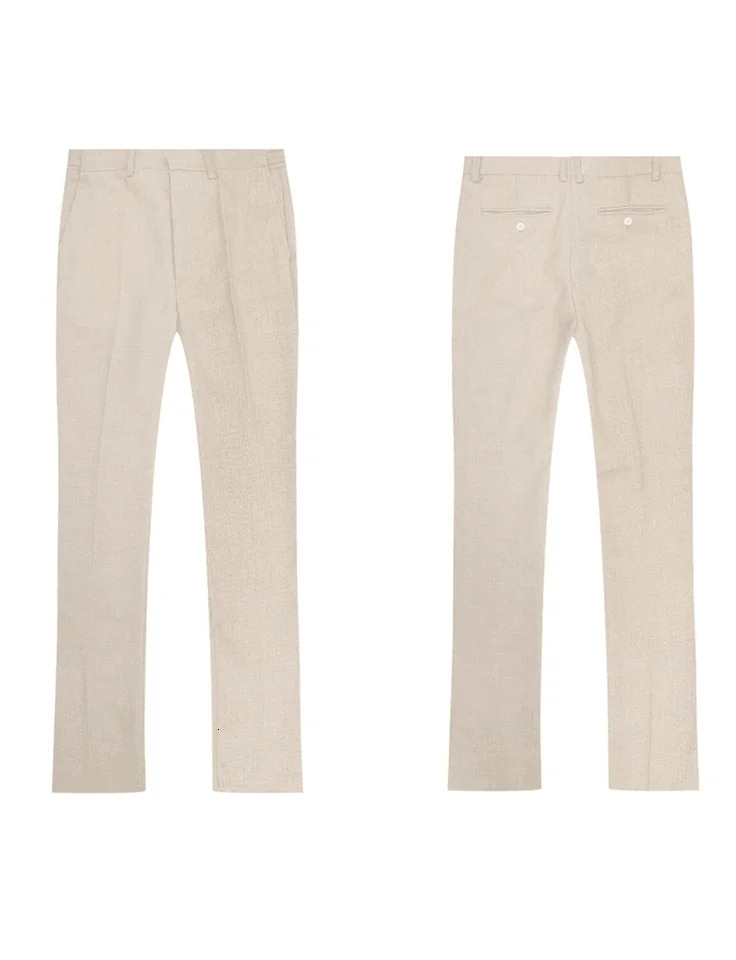 Beige Linen Men's Suit Pants High Quality Spring Summr Straight Business Dress Trousers Formal S-6XL Classic Trousers 260922
