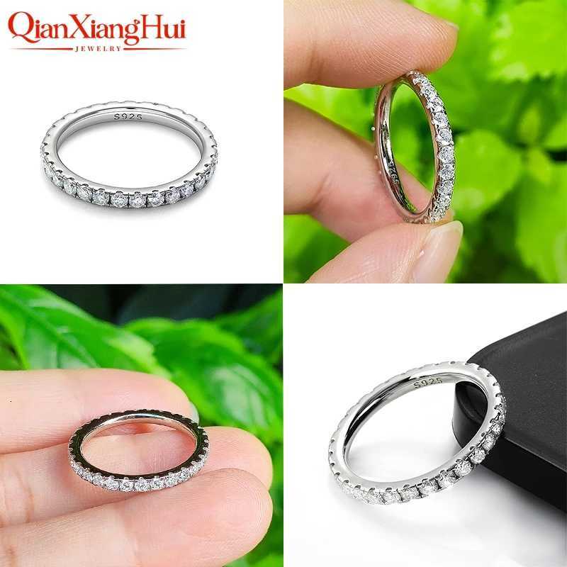 3mm Band Rings Solid 2mm White Round Moissanite Diamond Full Eternity Band 925 Sterling Silver Jewelry Wedding Ring Valentine's Day Gift N26092