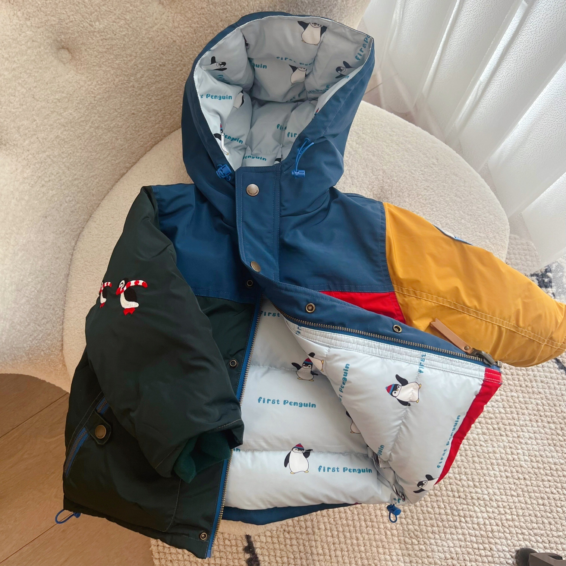 2026 new Children's Winter Two-sided Wear Down Feather Cotton-Padded Coat Middle-sized Children's Embroidered Cotton-Padded Coat Fashionab