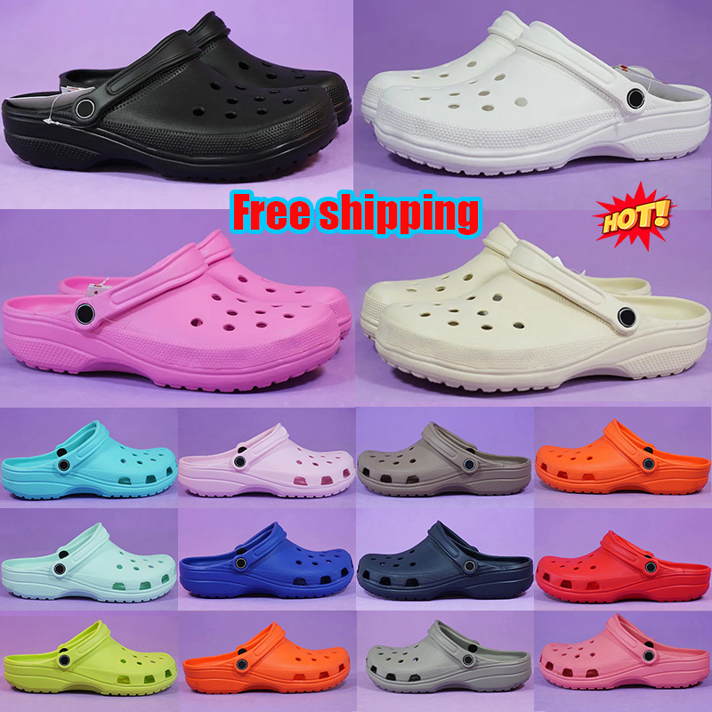 Free shipping slides designer sandals men women adults kids slippers clogs summer outdoor beach sandal shoes black white blue croc shoes