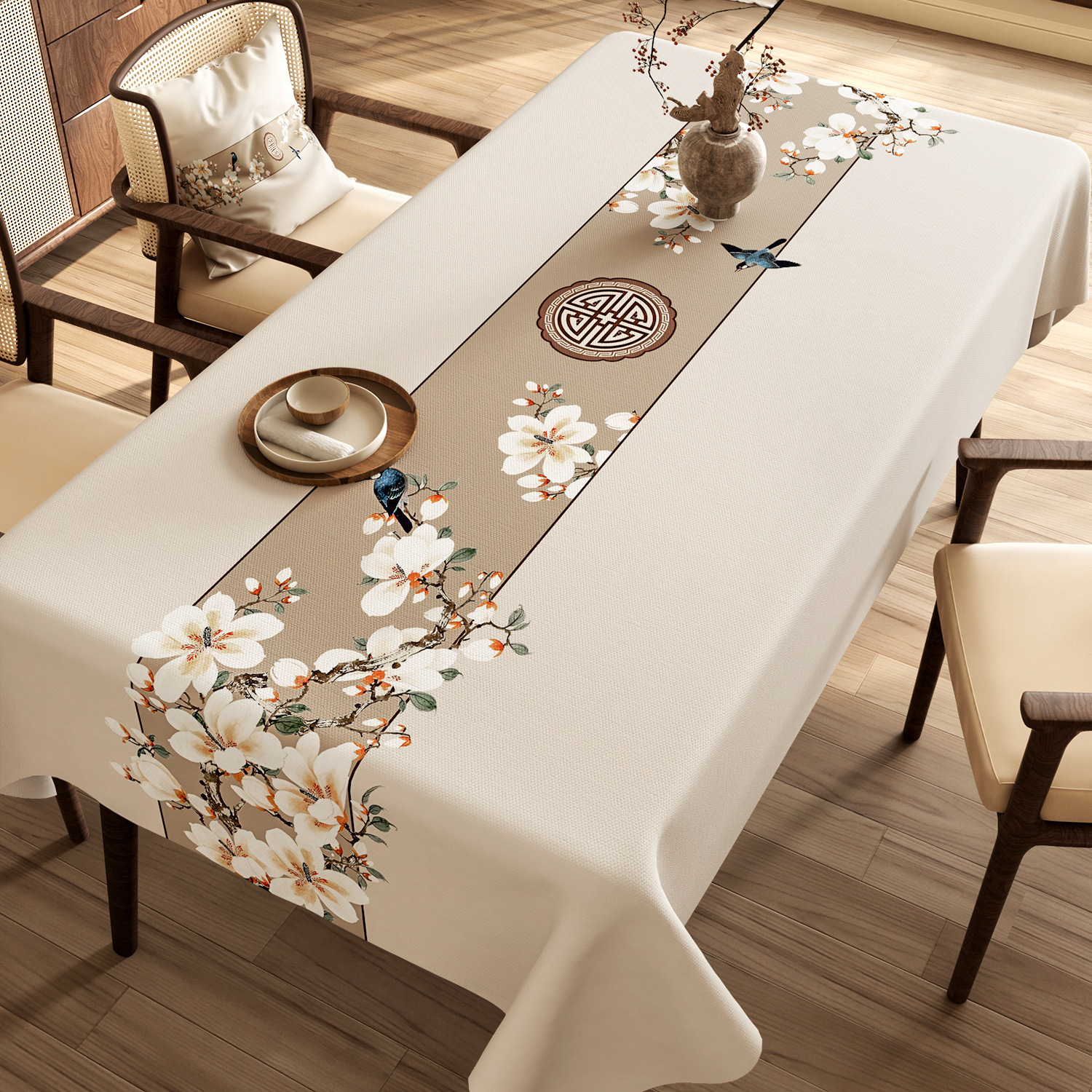 Nappe rectangulaire en PVC personnalisée, Style minimaliste frais, étanche à l'huile et sans entretien, YL-39247