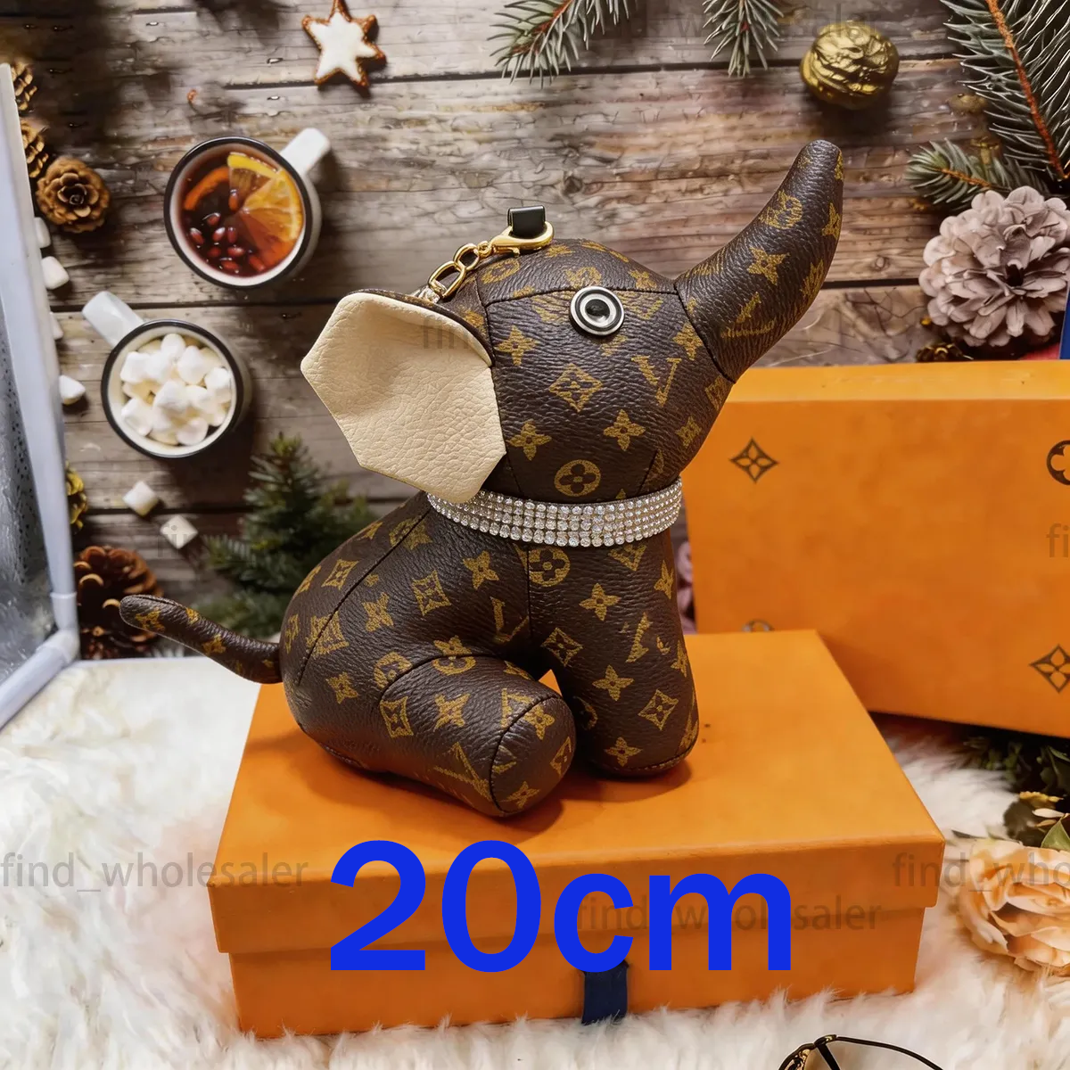 Designer Elephant Keychain Letter Keychain Bag Charm Pendant Keychain Fashion Men Women Ornaments Elephant Keychain Charm With Diamond Collar High Q