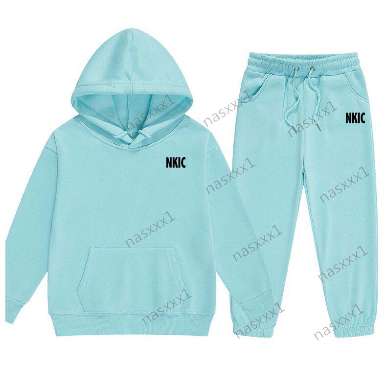 Enfants automne hiver décontracté lettre imprimer pull à manches longues 2 pièces à capuche pantalon marque survêtement fille garçon basket-ball